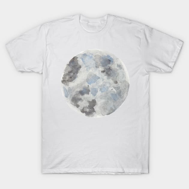 Cute Watercolor Painted Full Moon T-Shirt by moonjellycollective